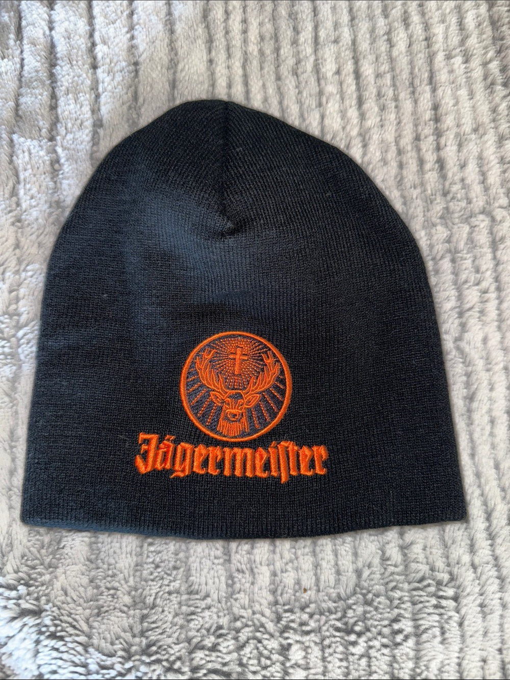 Jagermeister Black Beanie with Orange Embroidered Logo